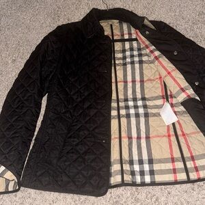 Burberry Black Quilted Jacket with Check Lining